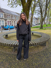 Essentials Range - Black Wide-Leg Joggers
