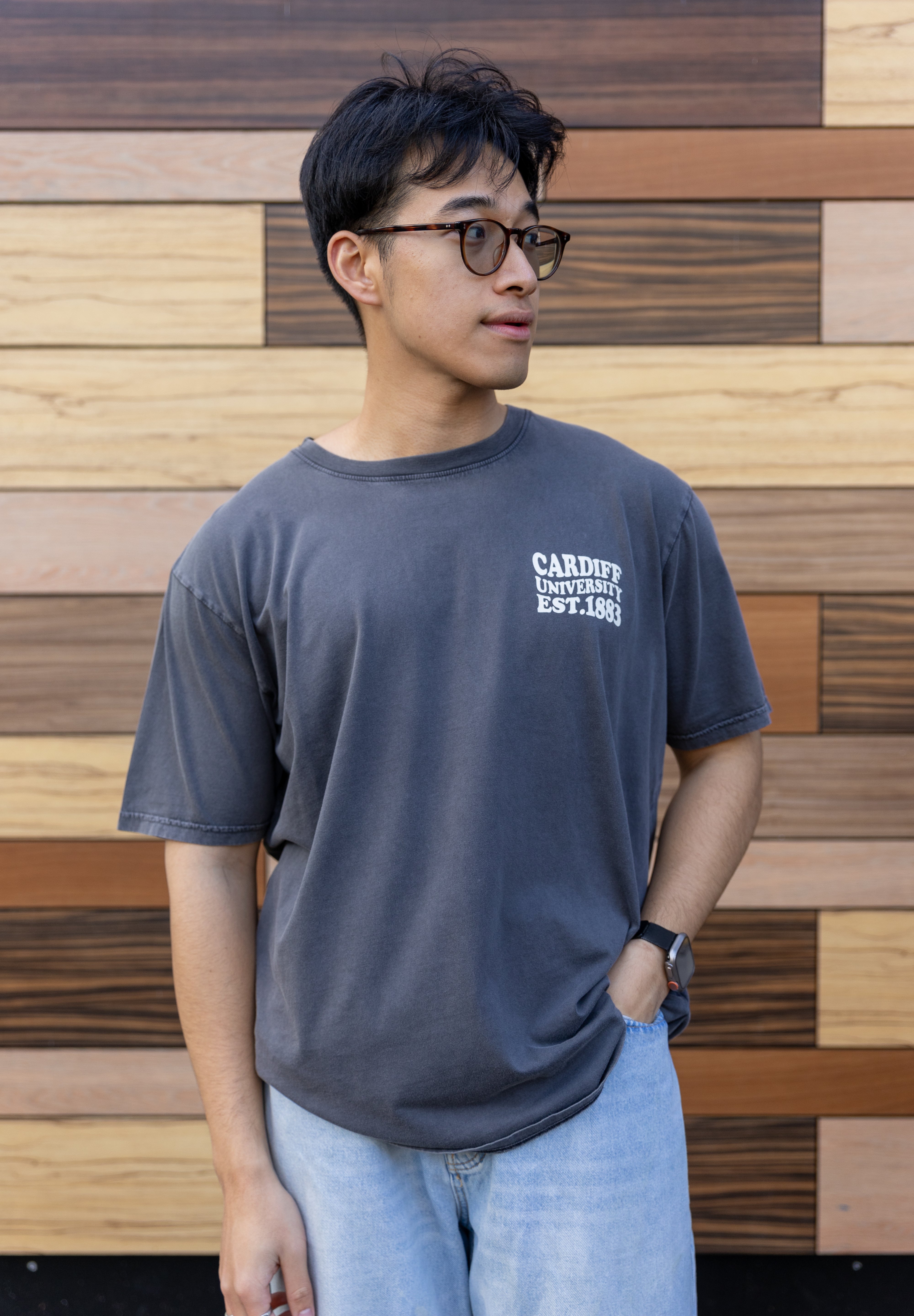 CU T-shirt  Wave Text Stone wash Grey