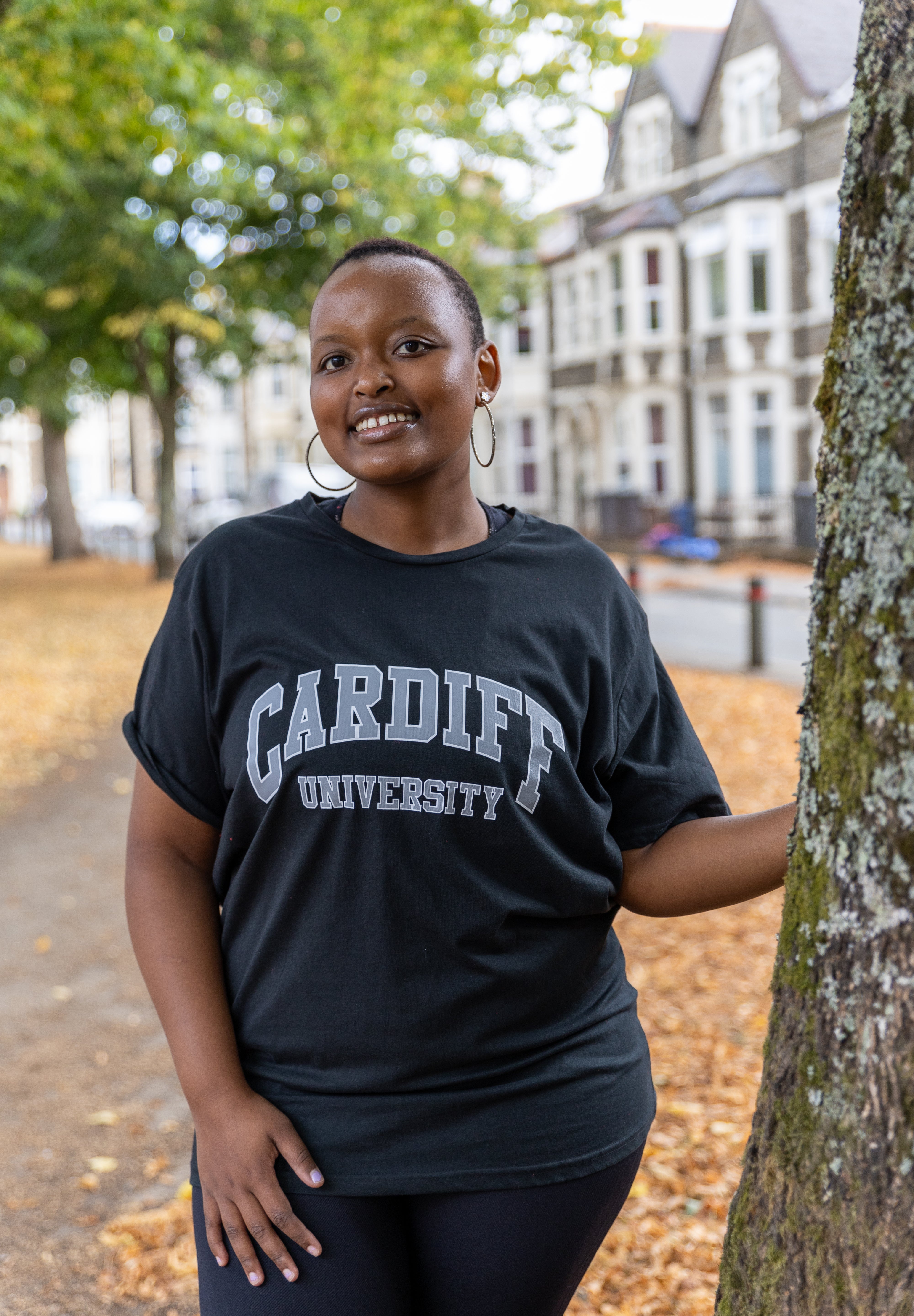 CU T-shirt - Black with grey text.